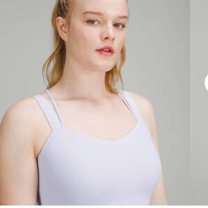 #33 Lululemon Like a Cloud Ribbed Longline Bra D/DD Pastel Blue Size 8, 15" P2P